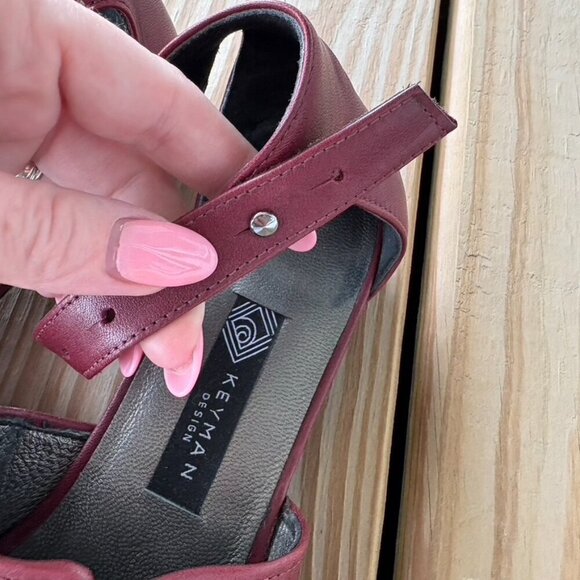 Keyman Design Leather Maroon kitten heel sandals 38 - Picture 4 of 7